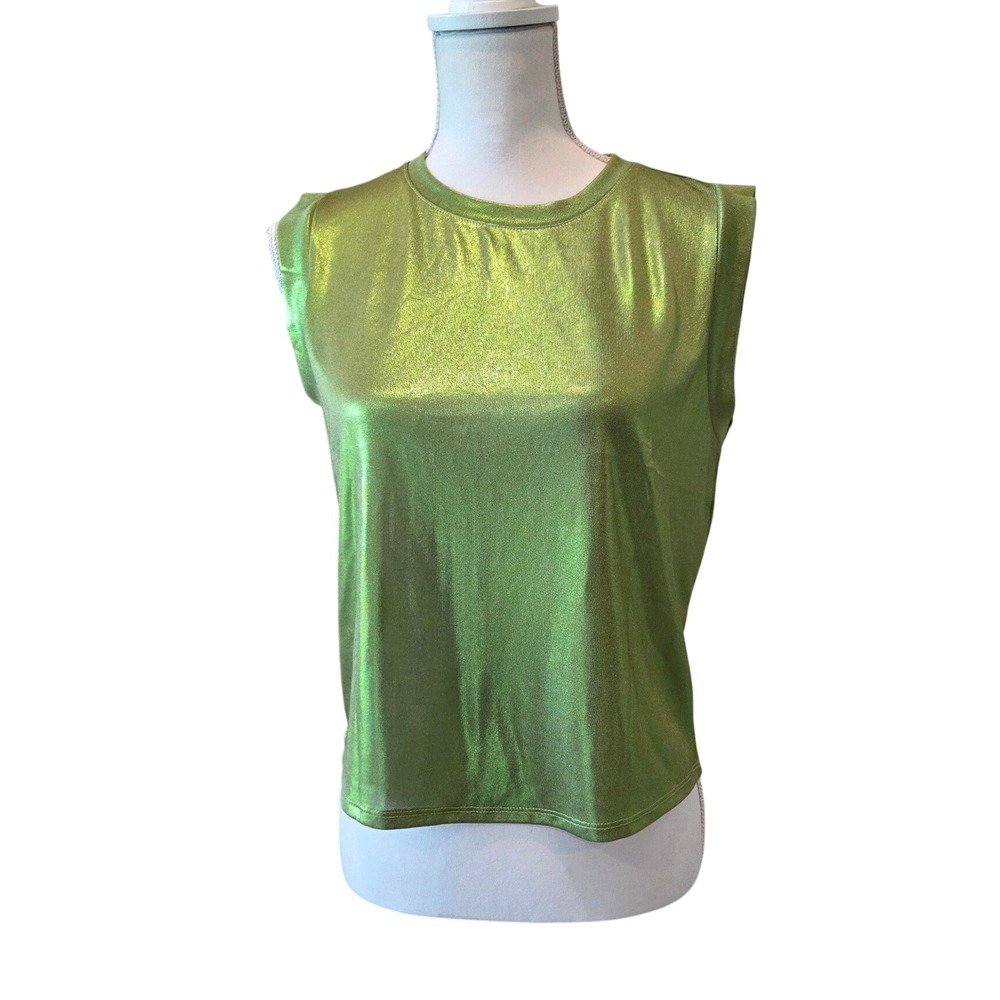 NWT Bailey 44 Metallic Muscle‎ Tank Size Small  Lime Green Glam Party Glam Party